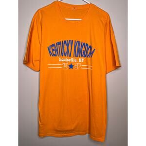 2000s Y2K Orange Kentucky Kingdom Louisville Theme Park Destination Shirt XL